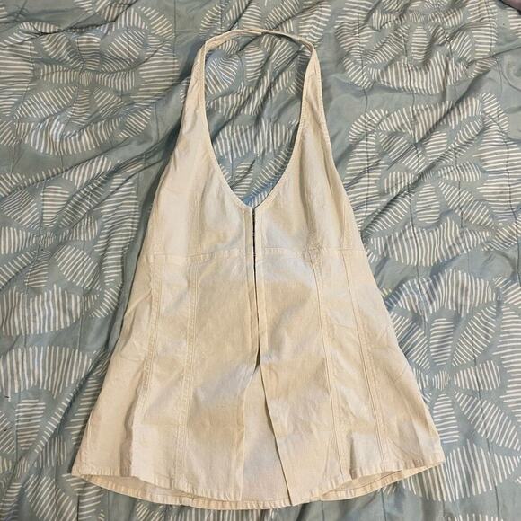 NWT Urban Outfitters Sari Seamed Linen Blend Halter Vest Top In White Size Small - Picture 2 of 13